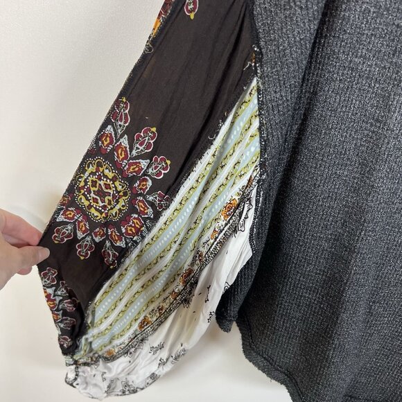 We The Free Blossom Thermal Balloon Sleeve Bandana Print Boho Top‎ Womens Size S - Picture 4 of 9